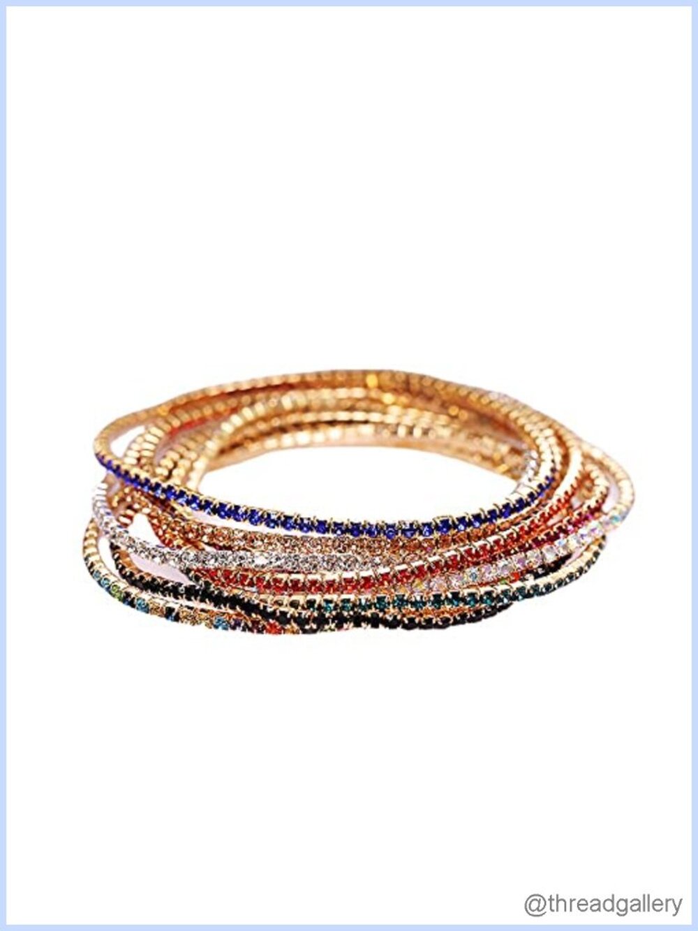 Rhinestone Crystal Tennis Bracelet Set Beaded Stretch Strand Stackable 8 Pc